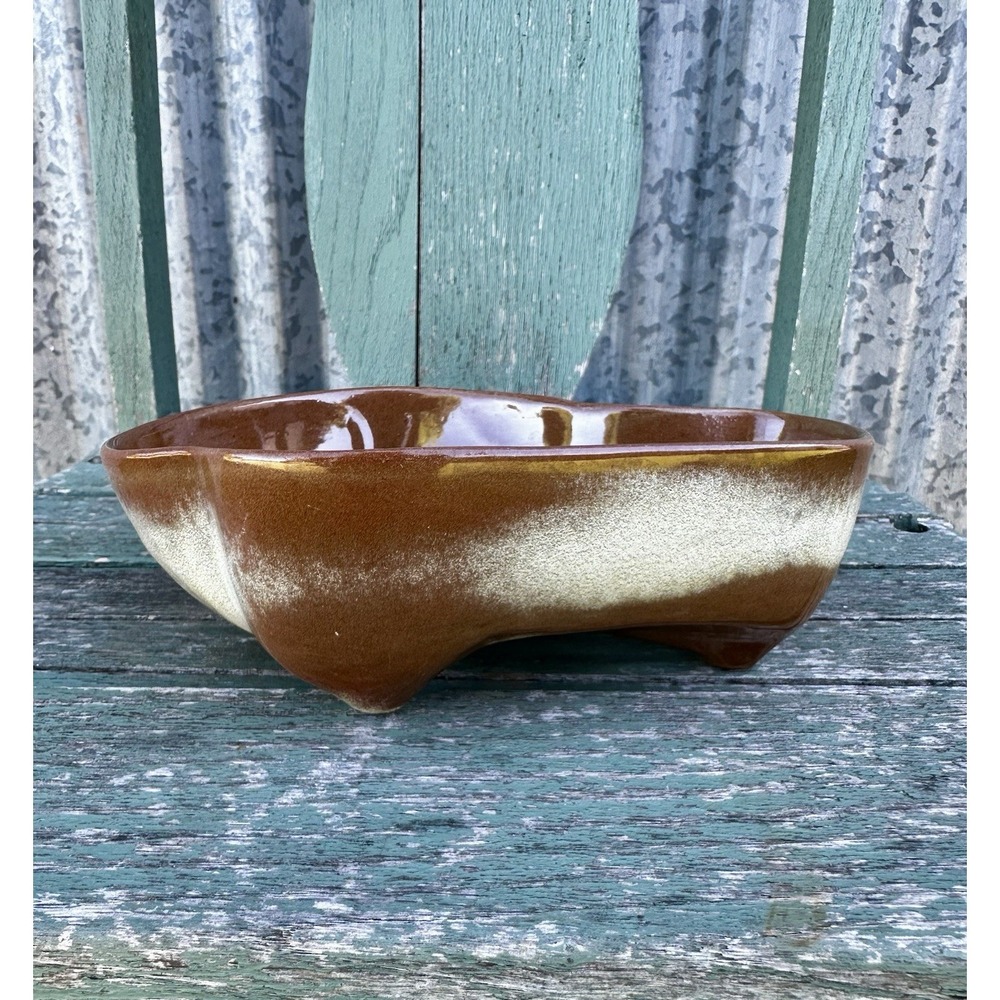 Vintage Frankoma Pottery 4N Lazy Bones Serving Bowl Desert Gold Sapulpa Clay MCM - Picture 2 of 10